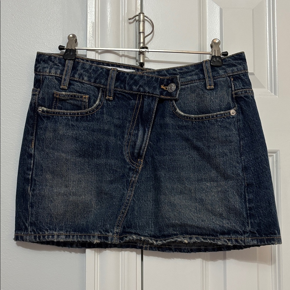 Zara Asymmetric Denim Mini Skirt Size XS